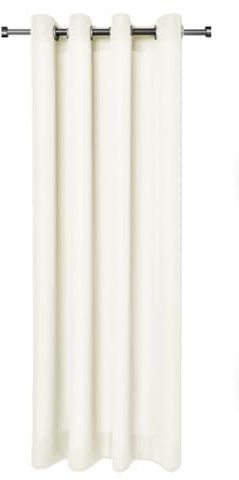 Rollmayer Vorhänge Schal mit Ösen Kollektion Vivid (Ecru 2, 135x175 cm - BxH - 2 er Pack) Blickdicht Uni einfarbig Gardinen Schal für Schlafzimmer Schal