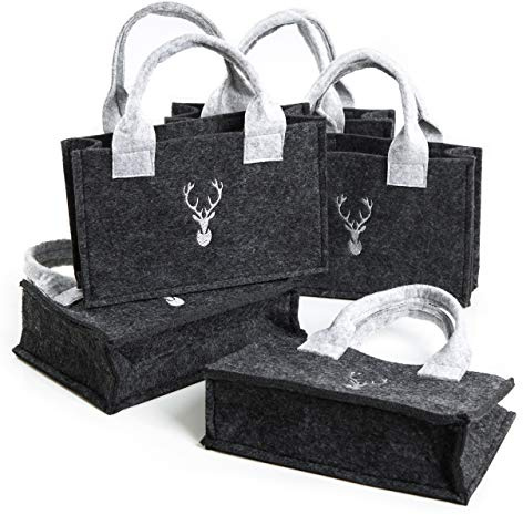 Logbuch-Verlag 5 kleine Geschenktaschen Weihnachten Geschenke Filztasche zum Befüllen 19,5 x 13 x 5 cm Hirsch Verpackung