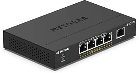 NETGEAR Commutateur PoE 5 ports Gigabit Ethernet non géré (GS305PP) avec 4 x PoE Plus à 83 W, montage mural ou de bureau