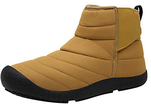 Yowablo Schlupfstiefel Damen Herren Stiefeletten Worker Boots Casual Plus Velvet Warme Baumwollstiefel wasserdichte Bequeme Schneestiefel (37 EU,2- Gelb)