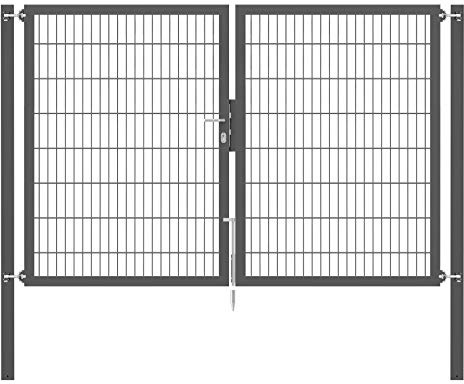 Alberts 663360 Doppeltor Flexo Plus mit Zubehör | verschiedene Breiten und Höhen | Pfostenstärke 80 x 80 mm | anthrazit | Breite 250 cm | Höhe 160 cm