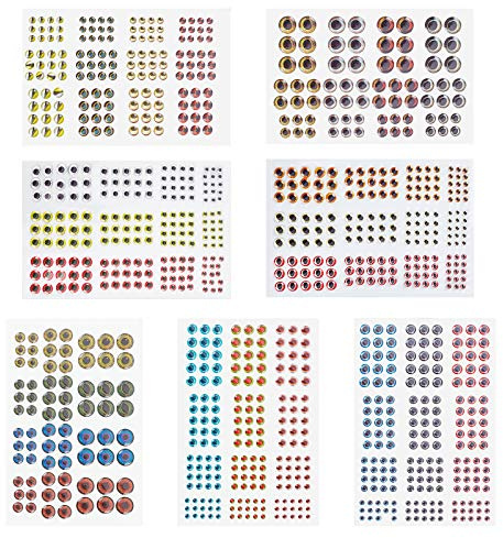 SUPERFINDINGS 1020pcs 3D Ojos de Pesca Ojos Holográficos Señuelo Ojos de Moscas Artesanía Accesorios de Pesca