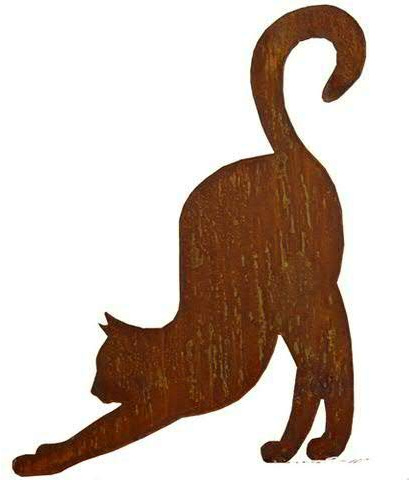Trädgårdsfigur rost på stabilt stativ – hög kvalitet och väderbeständig – djurfigur i metall, prydnadsfigur, djurfigur, trädgårdsdekoration, dekoration (katt IV,