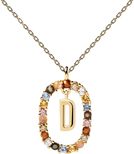 PDPaola Halskette mit dem Buchstaben D aus 18 Karat goldplattiertem Sterling Silber mit Edelsteinen und Kristallen, CO01-263-U