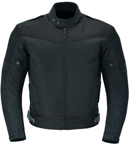 Texpeed Chaqueta moto hombre 4 estaciones con protecciones - Impermeable de motociclista con armadura CE (EN 1621-1) - Verano/invierno - Negro - S