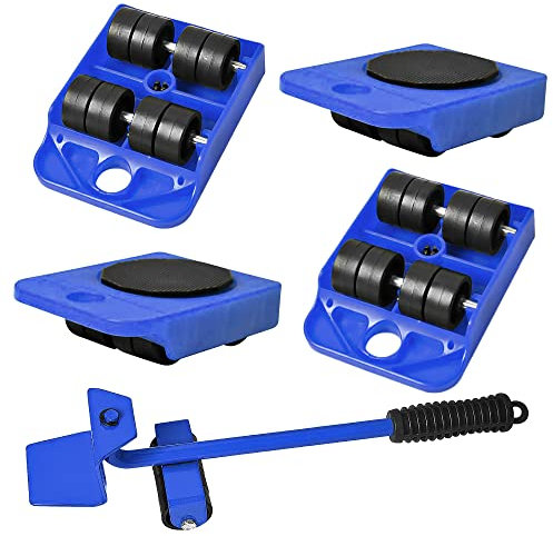 5-teilig Möbeltransportrollen Möbel Transportroller Set, Möbel Transportroller Set, 4 Möbel Roller + 1 Lastenheber,Ideal für Möbel-Transport beim Umzug