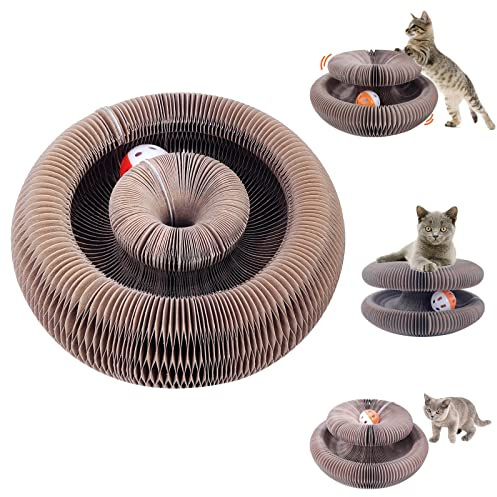 Leisuremix Magic Organ Cat Scratching Board 21cm lang | Katzen Kratzbrett, Katzenspielzeug Pappe mit Glockenball, Katzenkratzbrett für Katze