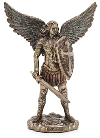 Veronese Design 7 3/4 Archangel Saint Michael Sword and Shield Resin Sculpture Cast Bronze Finish
