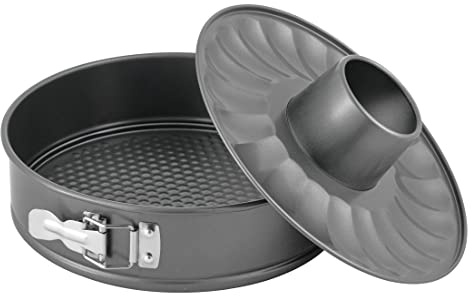 Baroni Home Moule à Gaetau Ouvrant avec Fermeture éclair en Acier, Paque à pâtisserie Antiadhésif pour Préparations Sucrées et Salées, Fond Anti-Gouttes, Facile à Nettoyer, 2 Fonds, 26 cm