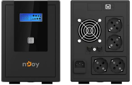 NJOY Cadu 2000 Gruppo di Continuità 2000VA 1200W | Line Interactive AVR | Display LCD | HID USB + Software | Protezione LAN 1Gb/s | 4 Schuko | 2 Batterie 12V 9Ah | UPS Server NAS Workstation