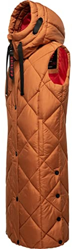 Navahoo Varm dam vinter quiltad väst lång med huva XS-XXL, Rusty Cinnamon, M