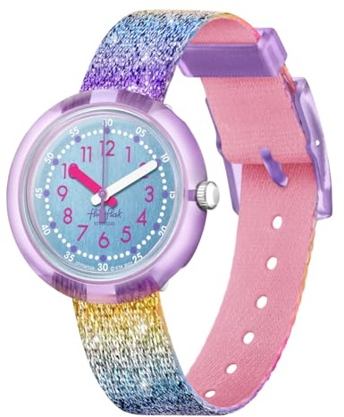 Flik Flak Kids' BPA Free-A Safe Watch Shine in Rainbow Quartz, Blue