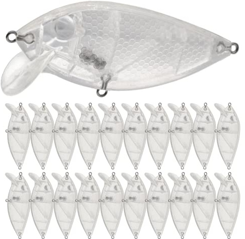 Ghanneey 20 x Kunstköder, Rohlinge, Crankbait, 20 Rohlinge, Angelköder-Set, unbemalt, für Salzwasser und Süßwasser