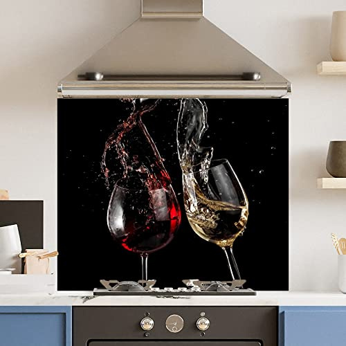 Premium 90 cm x 75 cm Wine Glasses Glass 6mm Kitchen Splashback Heat Resistant Toughened Polished Edges - Back Splash Back Coloured Hob Painted Tempered Splashback