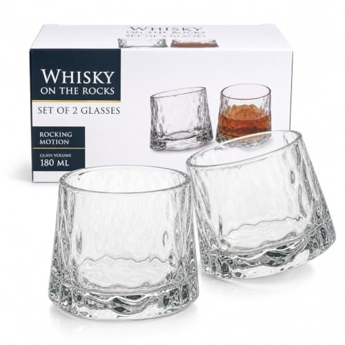 MIJOMA Lot de 2 verres à whisky On the Rocks - Servez et savourez avec style, de haute qualité, pour 180 ml - Le cadeau parfait pour les amateurs de whisky et les connaisseurs
