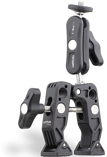 Leftfoto Selfie Extension Mounting for GoPro Hero 12 11 10 DJI Action 4 3 Insta360,Universal Super Crab Clamp with 360° Double Ballhead Magic Arm for Bicycle Motorcycle Outdoors Vlog Camera Monitor