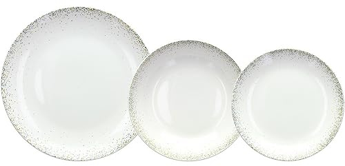 Tognana Astrid - Juego de platos para 6 personas, 18 piezas, porcelana, color blanco