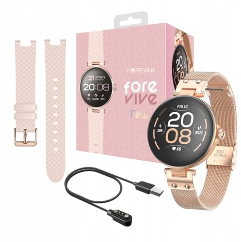 FOREVER Women's Smartwatch ForeVive Petite SB-305 Rose, Uhr Armband Bluetooth, Musiksteuerung, Schrittzähler, Herzfrequenzmesser, wasserdicht IP68, Fitnessuhr mit schlankem Design
