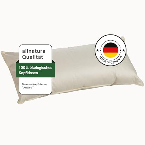 allnatura stützendes Daunenkissen 40x80 Ansara - Atmungsaktives Kopfkissen mit 85% Federn 15% Daunen Klasse 1 (Downpass) für Seiten- Rückenschläfer - Maschinenwäsche bei 40°C - Made in Germany