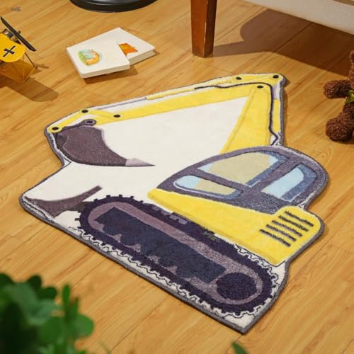 Tinideya Kinder-Bagger-Schlafzimmerteppich, handgetuftet, rutschfest, dekorativ, für Bauwagen, Spielplatz, niedlich, weich, flauschig, Matte für Badezimmer, Schlafzimmer, Kinderzimmer, 76,2 cm
