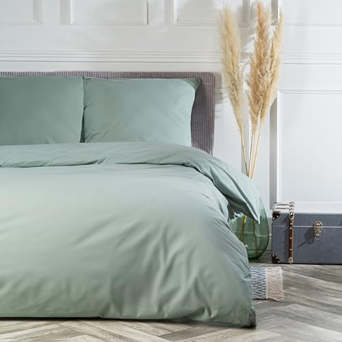 VEL VET HOME Deluxe Bettwäsche 200x200 Baumwolle Bettbezug 200x200 cm mit Kissenbezug 80x80 cm 3 teilig Hohe Qualität Bettwäsche-Set mit Reißverschluss 100% Baumwolle Made in EU Olive