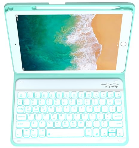 SCIMIN - Funda inteligente con teclado retroiluminado para iPad Air/iPad Air 2/iPad Pro 9.7/iPad 5ª generación/iPad 6ª generación (9.7)