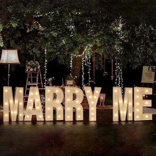 Set of 7 MARRY ME Letters LED Light, Large MARRY ME Marquee Mosaic Light Sign for Proposal Engagement Valentine's Day Party, 100CM/3.3FT