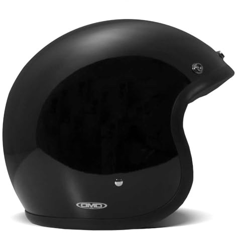 DMD Retro Solid Black Open Face Helm Jethelm Motorradhelm ECE22.06, XXL