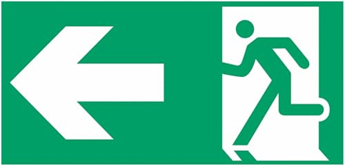 GLOBAL CARTELLO SEGNALETICO UNI - uscita di emergenza a sinistra - Segnale Adesivo, Pannello in Forex, Pannello In Alluminio (Pannello in Alluminio, 30x12 cm)