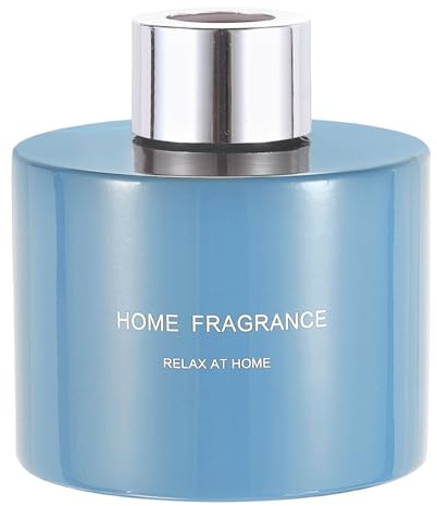 sourcing map Empty Glass Diffuser Bottle 140ml/4.7oz Refillable Fragrance Accessories Aromatherapy Jar Container for Replacement Reed Diffuser DIY Home Bathroom Blue with Silver Tone Cap
