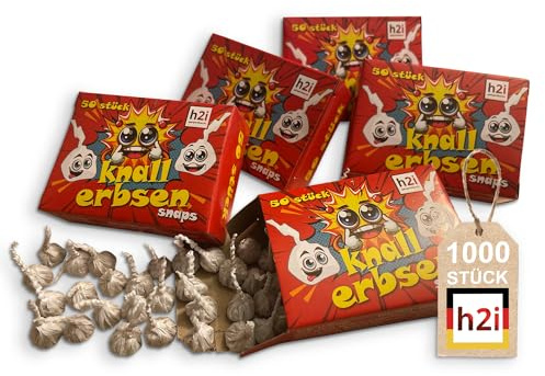 h2i Knallerbsen | 1000 St. | Knallteufel Trickknaller Pop Snaper | der perfekte Scherzartikel für Silvester Halloween Geburtstag & Partys – Spaß garantiert |a| Jugendfeuerwerk & Kinderfeuerwerk Kat F1