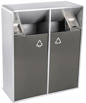 Poubelle d'extérieur grande Poubelle d'extérieur 38L/80L, poubelle carrée en métal bicolore à double baril, poubelles commerciales domestiques modernes (avec cendrier) Classification Poubelle Courtyar