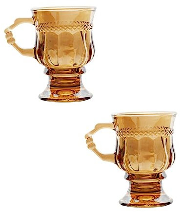 Alipis 2pièces Verre Tasse à Thé Vintage Verre Portable Tasse à Thé Exquise Pour Boissons Décoration Table