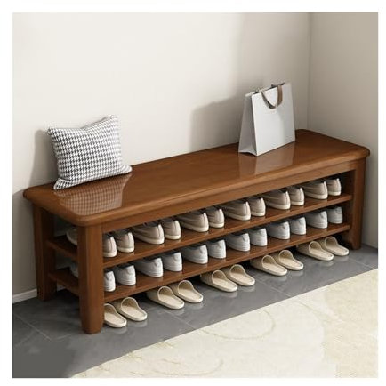 Banco zapatero de madera para armario de entrada y almacenamiento ajustable de 2/3 niveles, color nogal, para decoración del hogar y nización