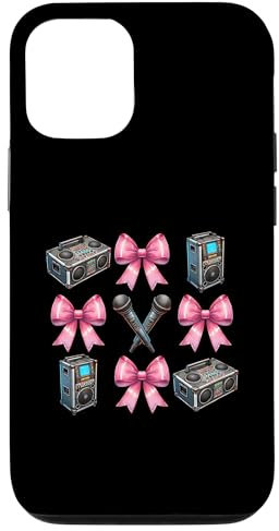 Coquette Bow Karaoke Singer Mic Altoparlanti Ragazza Mamma Rosa Custodia per iPhone 12/12 Pro