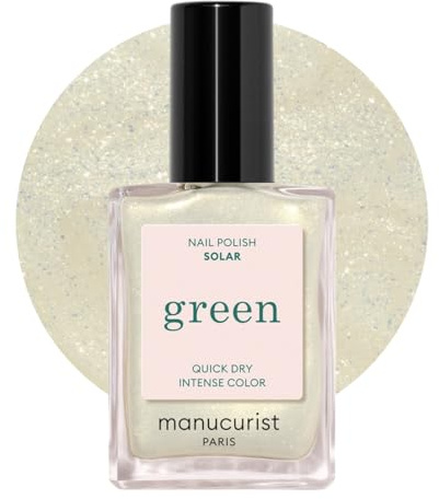 Manucurist Green - Solar Nagellack Weiß mit Goldenem Schimmer - Nagellack Schnelltrocknend - White Nail Polish with Golden - Vegan 12-freier - Plant-Based