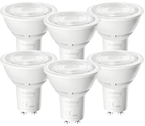 Auting Ampoules LED GU10, 6 Pièces 2W (Remplacent 40W), 360LM, Spots LED Réflecteurs Lumière Blanc Chaud 3000K, Angle d'Éclairage 38°, Non Dimmable, Classe d'Efficacité Énergétique A