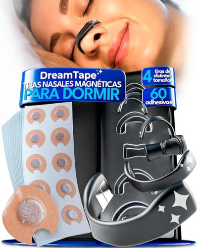 DreamTape® Tiras Nasales Magnéticas – 4 Bandas de Silicona + 60 Parches Magnéticos – Tira Nasal con Imanes para la Nariz – Antirronquidos – Magnetic Nose Strip – 30 Usos (Kit + 60 tabs)