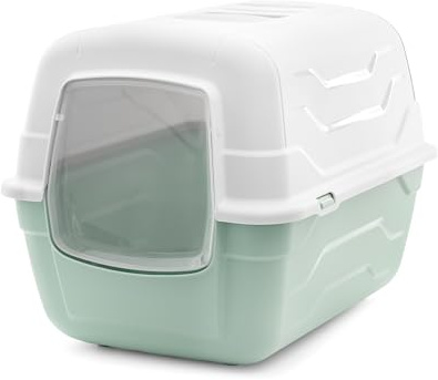 Record Lettiera per Gatti Chiusa To Go con Filtro e Paletta, Verde 52 x 40 x 40h cm. Toilette in Plastica Design Moderno, Facile da Pulire, Made in Italy