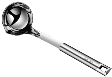Toyvian Edelstahl Ölfilterlöffel mit Integriertem Fettabscheider Küchen suppenkelle mit Glatten Kanten Rostfrei Hygienisch Platzsparend für Gesunde Öl trennung Beim Kochen