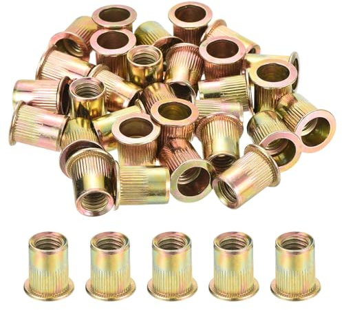 QUARKZMAN 30Pcs Rivet Nuts À Tête Plate, 3/8-16 Écrous Filetés En Acier Au Carbone Corps Moleté Finition Zincée