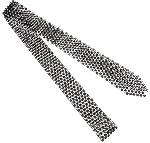 LIGIGWASH Strass Krawatte Vielseitig und Auffällig mit Funkelnden Rhinestones für Damen Modisches Tanz Accessoire im Einzigartigen Schwarzen Design