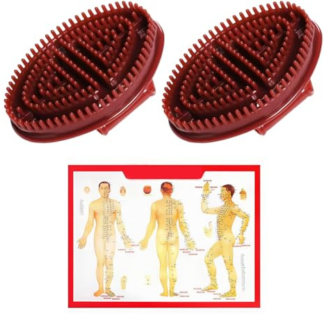 KRFWGUU Brosse Corps, 2Pcs Brosse De Massage Lymphatique, Brosses De Massage Meridian Avec Schéma D'Acupuncture, Complet Du Corps Anti Cellulite, Pour Le Cou Le Dos Les Lombaires Et Les Pieds