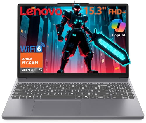 Lenovo Gaming Laptop, 15 WUXGA IPS Display, AMD Ryzen 5 7535HS, 8GB DDR5 RAM, 256GB PCIe SSD, Radeon 660M Graphics, Copilot AI PC, WiFi 6, Bluetooth 5.3, HDMI, Type-C, Luna Grey, Windows 11 Home