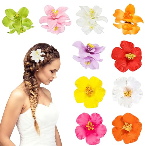 Horquillas de Flores, Pinzas de Flores para el Pelo, Clips de Pelo de Flor, Accesorios para el Cabello Hawaiano, Flower Hair Clip, con Multicolore Plumeria, para Mujeres y Niñas(K)