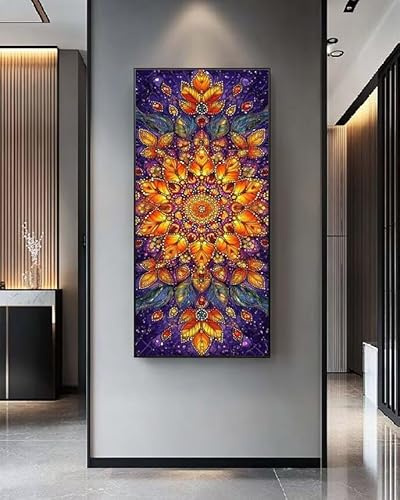 Diamond Painting Mandala Diamond Painting Erwachsene Groß XXL, 80x160 cm/31.4x63 In Blume Diamant Painting Bilder Kinder, 5D DIY Malen nach Zahlen Erwachsene Set, Wanddekoration für Zimmer Haus Büro