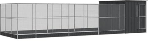 ZIRLANLV Voljär med Förlängning, Fågelvoljär - Silverstål, Utomhusfågelbur med Låsbar Dörr, Walk In Chicken Run Coop, för pigeons parrots Parakit (911 x 303 x 216 cm)