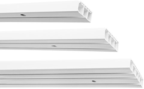 Garduna | 120cm /1-läufig | Kunststoff Gardinenschiene Vorhangschiene, (1-/ 2-/ 3-läufig, Kunststoff, Weiss).