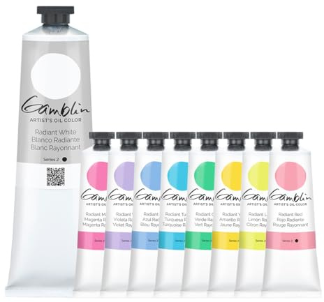 Gamblin Künstler-Ölfarben-Set für Profis, strahlendes Set enthält 37 ml Tuben mit Farben und 150 ml Tube Weiß