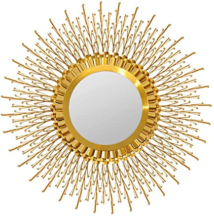 SJASD Großer Goldener Sunburst Wandspiegel, Runde Sonne Dekoration Spiegel, dekorativer Akzentspiegel mit Metallrahmen, für Esszimmer, Wohnzimmer, Flur-Veranda,68cm(27inch)